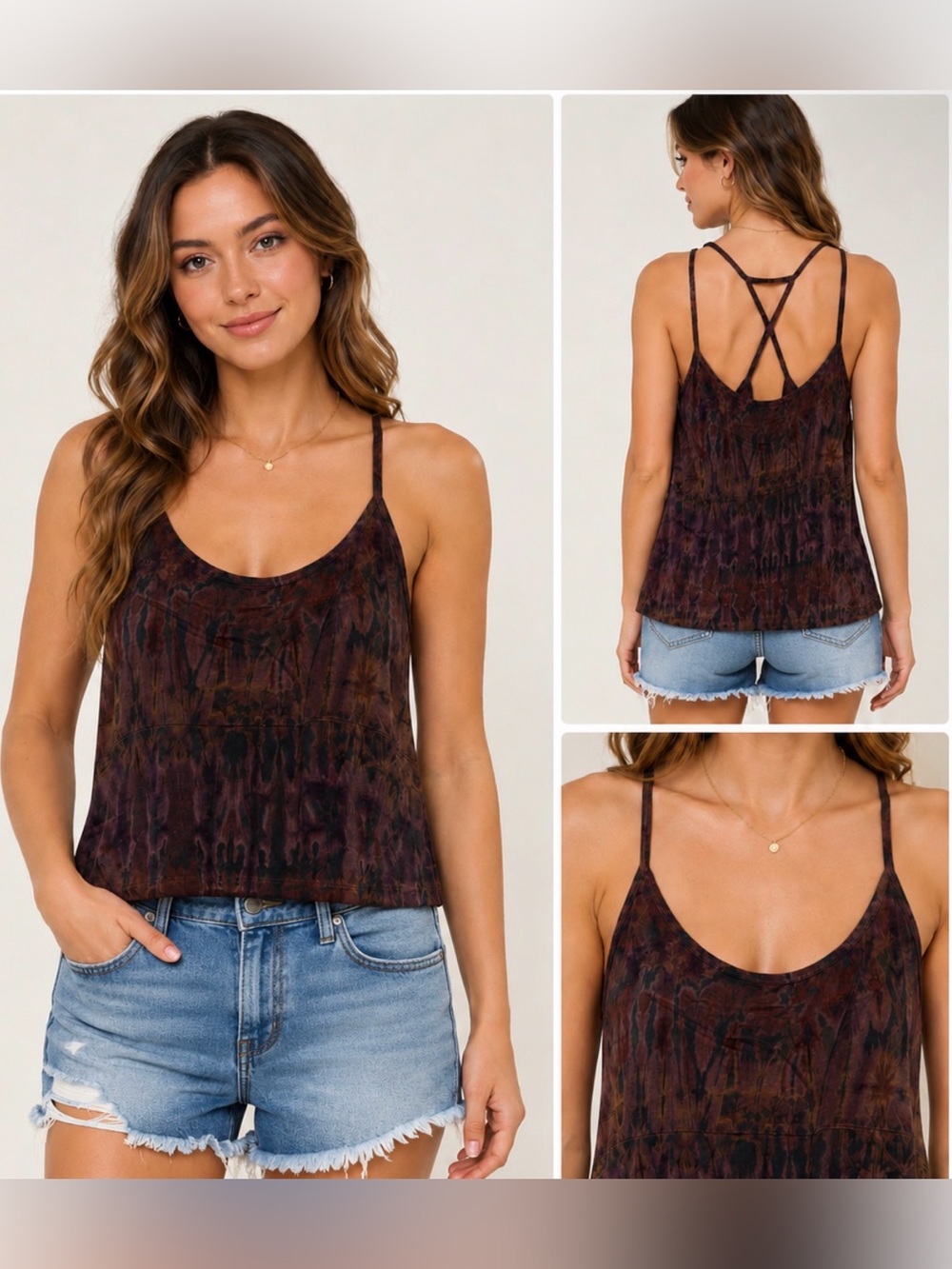 Jaded Gypsy Tie-Dye Strappy Tank Top (matches maxi skirt in shop) - Size S/M NWT